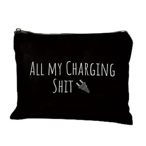 Black Cable Organiser Pouch, Zip-Fastened Travel Accessory Storage Bag