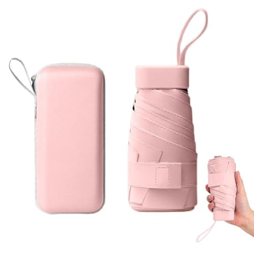 Mini Compact Travel Umbrella - 6Ribbed Portable UV Protection Sun Umbrella - Small Handbag Size for Women