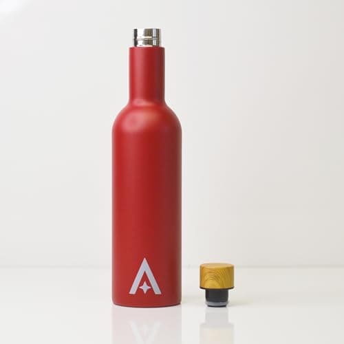 Insulated Travel Wine Bottle/Thermal Bottle Flask for Hot or Cold Drinks / 750ml Stainless Steel Screw Top (Red) — view 5