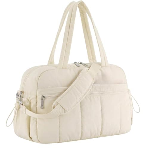 Womens Gym Bag Lightweight Weekend Overnight Bag with Wet Pocket, EasyJet Underseat Cabin Bags Ryanair Carry On, Travel Duffle Bags for Sports, Shopping (Beige)