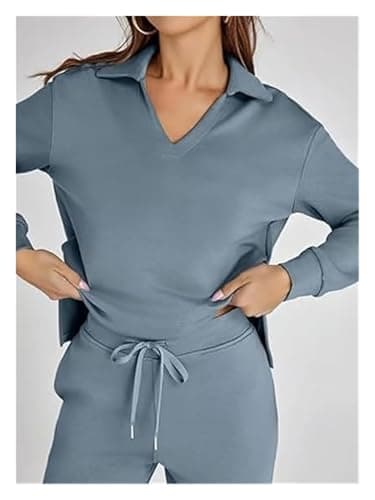 BQLFPOIHP Constituent Clothing,Constituent Travel Outfit,Women's 2 Piece Sets Outfits Casual Long Sleeve Sweatsuits Sets(Dark Khaki,L) — view 6