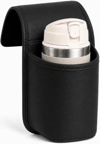 Leather Car Door Cup Holder for Window, Wide-Mouth Organizer for Drinks & Phone