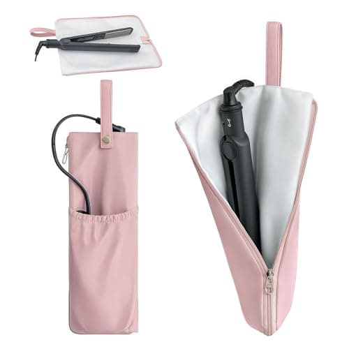 LuminaVerde Bag for Curling Iron, Protective case for Travel Straightener, Heat-Resistant mat, Straightener Holder