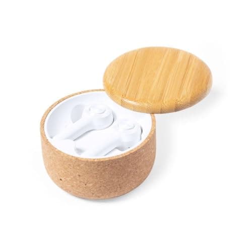 Sawfish Personalised Earphones Grigal Bluetooth 5.0 Wireless Earbuds with Cork & Bamboo Charging Case, Touch Control, Hands-Free Calls, USB-C Charging — view 5