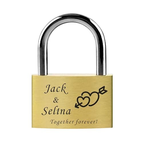 Personalised Padlock Engraved Padlock Love Lock Personalised Locks for Her Him Girls Couples Lover Anniversary Wedding Gifts for Christmas Large Love Lock for Travel Trip Valentines (Design 5)