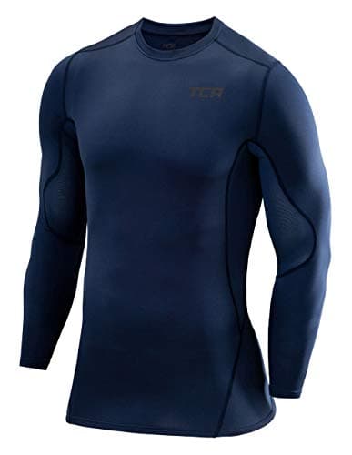 TCA Men's SuperThermal Compression Base Layer Top Long Sleeve Thermal Under Shirt - Navy Eclipse, S