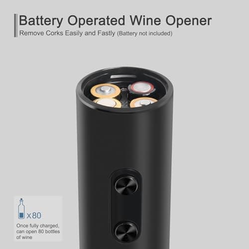 ELMWAY VinoLux Series Electric Wine Opener – Battery Operated Corkscrew with Easy Two-Button Operation & Foil Cutter, Portable Design for Home Use or Parties — view 3