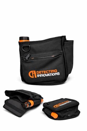 Detecting Innovations Ultimate Waist Pouch for Metal Detecting, Finds Bag with Pinpointer Holster, Durable Metal Detector Accessories (BLACK)