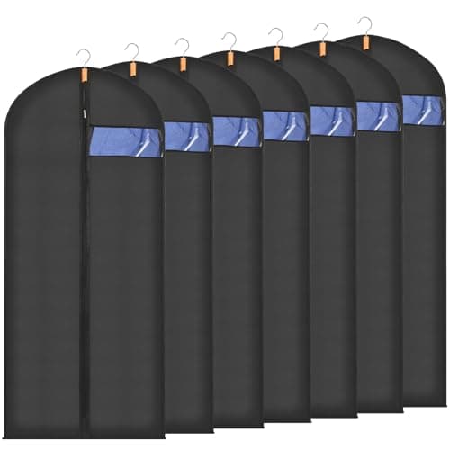 Sevenpers 6 Pack Suit Bags Garment Bags for Hanging Clothes 60x180cm Black