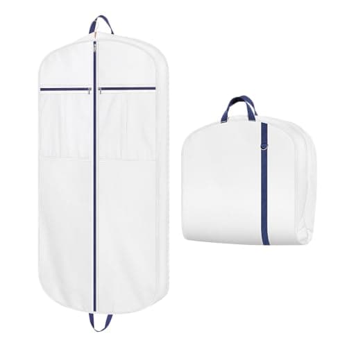Univivi Premium Cotton Garment Bags for Travel, 43 in Suit Cover Bag,White