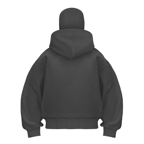 Balaclava Hoodie Mens Hoodies Zip Up Fashion Double Layer Hoodie with Mask Travel Hoodies Oversized Long Sleeved Warm Wind-resistant Athletic Workout Ski Mask Sweatshirt for Winter Dark Gray — view 2