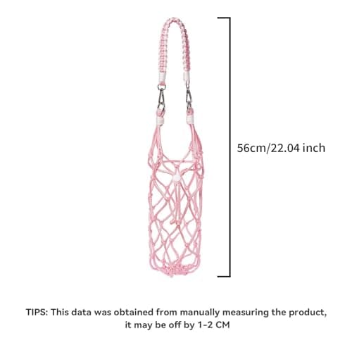 Bottle Sleeve,Cotton Woven Fashion Mesh Bag - Water Bottle Carrier with Strap - for Outdoor Hiking Fishing Cycling Travel Beach Vacation Shopping Gym Sports — view 5