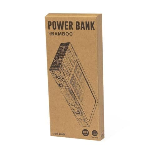 Sawfish Personalised Power Bank Molden Bamboo Solar Power Bank USB-C Input/Output and Dual USB-A Outputs — view 2