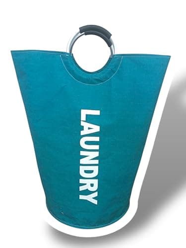 Laundry Basket with Handles – Foldable Laundry Bag (Ocean Teal, L)