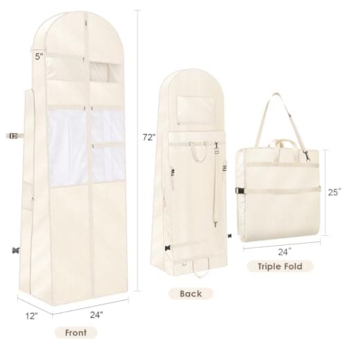KEEGH Wedding Dress Garment Bag, 72 Inch Long Dress Carrier Travel Bag — view 2