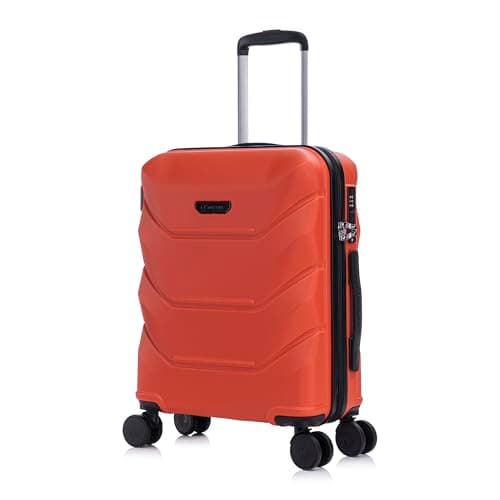 Rocklands® Cabin Suitcase 55x40x20cm Hard Shell TSA Lock, 4 Spinner Wheels, Lightweight Hand Luggage Small Travel Bag, Approved for 100+ Airlines Including Ryanair, EasyJet (Orange, Cabin (20 Inch))