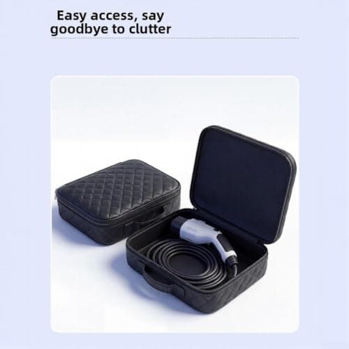 Large Capacity EV Cable Organizer Bag Wearproof Black(Leather Pink Square) — view 3