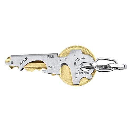 True Utility Stainless Steel Keyring Multi Tool - 8 Daily Tools In 1, Flight Safe Box Cutter Knife Blade, Large, Medium & Eyeglass Screwdriver, Bottle Opener Key, Nail File, Tweezers & Nail Cleaner — view 4