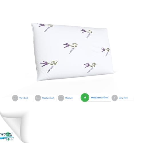 HOME STILL Memory Foam Bed Pillows 2 Pack, 40 x 70 x 12 cm, Lavender Pattern, Ergonomic Neck Support, Skin-Friendly Microfiber Cover, Comfortable Sleep, Machine Washable — view 4