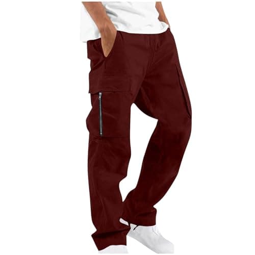 Men's Outdoor Cargo Trousers Zip Pockets Relaxed Fit for Walking Travel