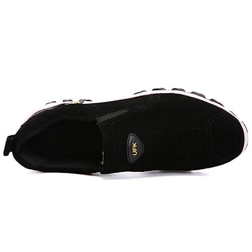 JiuQing Men's Walking Shoes Slip on Hiking Shoes Lightweight Low Rise Casual Travel Sneakers,Black,6 UK — view 4