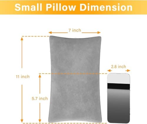 TaiBest 2 Pack Small Pillow, Memory Foam Mini 11 X 7 Inches for Travel, Sleeping, Nap and Neck, Knee, Lumbar Support, Tiny Pillow Cushion for Pet, Dogs(Grey) — view 3