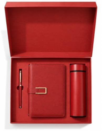 Crescent Arch Luxury Gift Set for Men and Women – Insulated Bottle, Premium Notebook and Aesthetic Pen Ink Refillable– Gift box for Corporate Business Office Student Birthday Anniversary (Red)