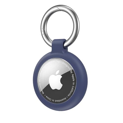 AirTag Holder AirTag Silicone Case, with Key Ring, TPU Waterproof Protective Case for AirTags Keychain for Keys, Bags, Luggage, Pet Collar, Anti-Lost and Scratch-Resistant, Fully Covered (Blue)