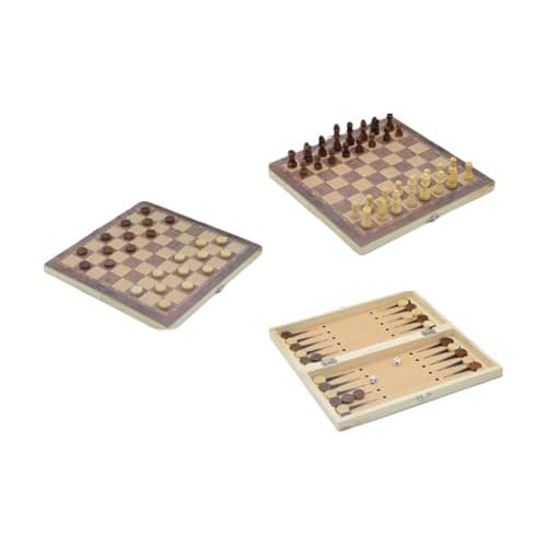 QLECXZI Lightweight Chess Set 3 In 1 Board Games Travel Case Camping Trips Family Reunions Outdoor Fun Allowing For Fun And Challenging Games While Improving Cognitive Skills And — view 3