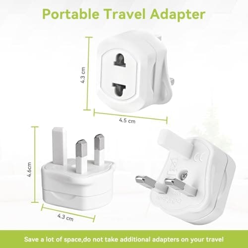 2-PACK Shaver Plug Adaptor UK,2 Pin to 3 Pin Toothbrush Converter Plug — view 6