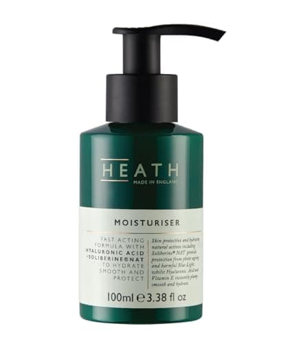 Heath Men’s Face Moisturiser 100ml, Anti-Ageing, Hydrate and Protect Skin from Damage, Fast Acting, Hyaluronic Acid For Soft And Smooth Skin, Gift For Him, Travel Size, Vegan and Cruelty Friendly