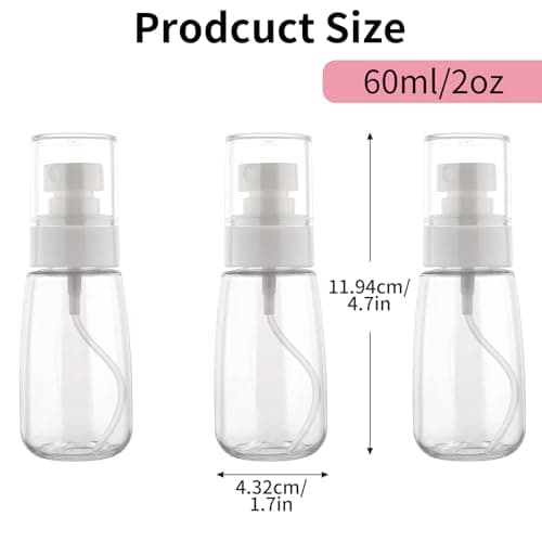 Decorniqu Travel Spray Bottle 60ml 3 Pack Refillable Fine Mist Plastic Spray Bottles Leak Proof Spraying Bottle for Hair Cleaning Solutions Face Beauty Travel(Clean) — view 2