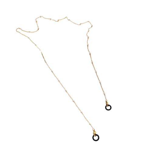 SecureFit Stainless Steel Earphone Strap, Gold Black Rubber