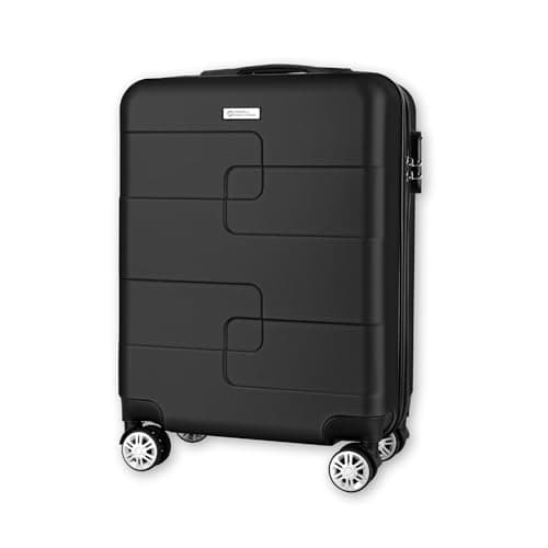 WORLD EXPLORER Black Cabin Suitcase 55x40x20cm, 34L ABS Hardshell, 4 Wheels