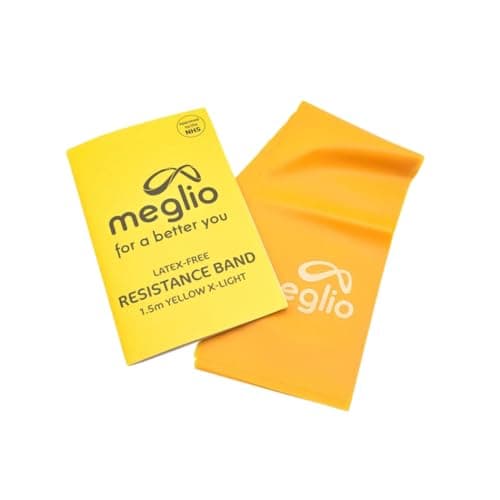 Meglio Resistance Band, 1.5m, Yellow, Latex Free, With Exercise Guide