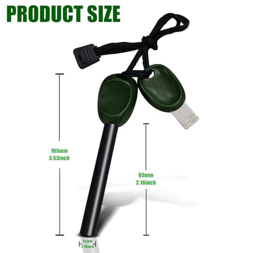 1 Pcs Fire Starter Kit Flint and Steel Survival Fire Steel Outdoor Emergency Survival Tool for Travelling Camping Hiking (Green) — view 3
