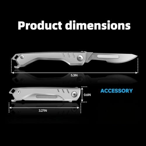 Multi Folding Pocket Box Opener Craft Tool, Multitool EDC Pocket Tool with 10 Replaceable, EDC Gadgets for Craft DIY Outdoor Camping Hiking Unpacking, Lightweight Portable Daily Use and Gift, Silver — view 4