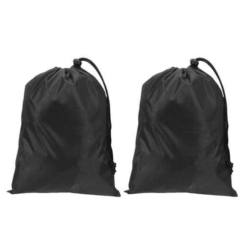 PATIKIL Polyester Laundry Bag, 2 Pack 12"x9" Heavy Duty Travel Bag with Drawstring Tear Resistant Dirty Clothes Storage for Traveling Camping College Dorm, Black