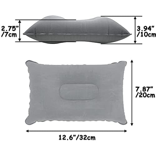 PCTC 3 Pack Inflatable Pillow, Travel Pillow Camping Pillow,Travel Pillow Cushion Compact Air Blow Up Pillow for Beach Sun Lounger Sunbathing Backpacking Hiking - Accessory for Travelling(Grey) — view 2