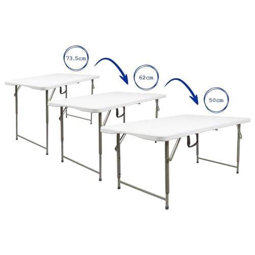 Harbour Housewares Rectangle Folding Trestle Table - 120cm (4ft) - White - Height Adjustable Outdoor Folding Table for Picnic, BBQ, Garden, Camping, Wedding — view 5