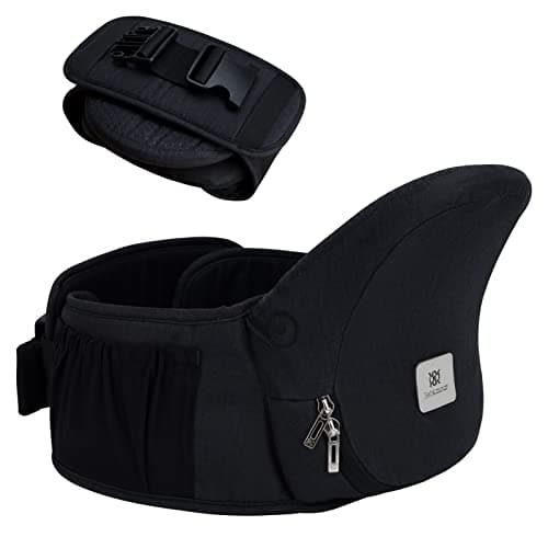 Bebamour Baby Hip Seat Carrier, Ergonomic Waist Seat for Baby & Toddler, Hands-Free Side Carry Support, Padded Waist Belt, Lightweight Design, Black