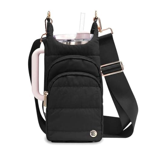 Ailan Crossbody Water Bottle Bag RFID Blocking Phone Pocket, black