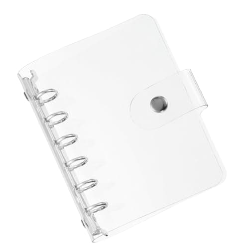 PATIKIL A7 Clear Binder Cover, Soft PVC Loose Leaf Binder Protector Refillable Notebook Shell with Snap Button Closure 6 Ring for DIY Meeting Notebook Folder, Silver Tone