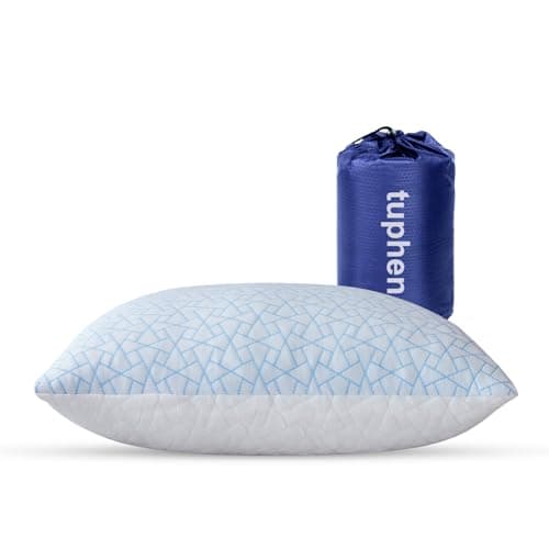 tuphen Travel & Camping Memory Foam Pillow - Cooling Compressible Camping Pillow for Sleeping Compact Firm Supportive Small Pillow for Adults Kids Outdoor Backpacking Hiking Essential with Storage Bag