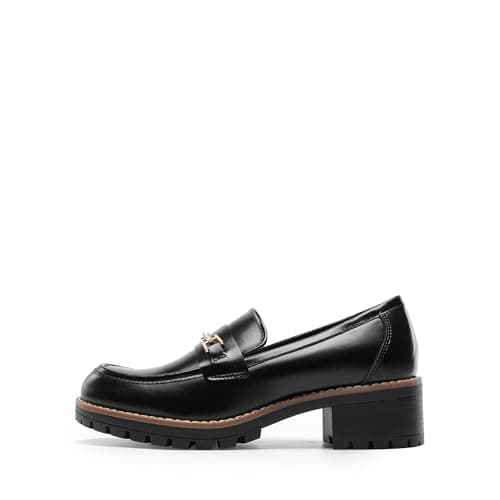 DREAM PAIRS Women's Chunky Loafers Dressy Shoes,Black-Pu,7 — view 4