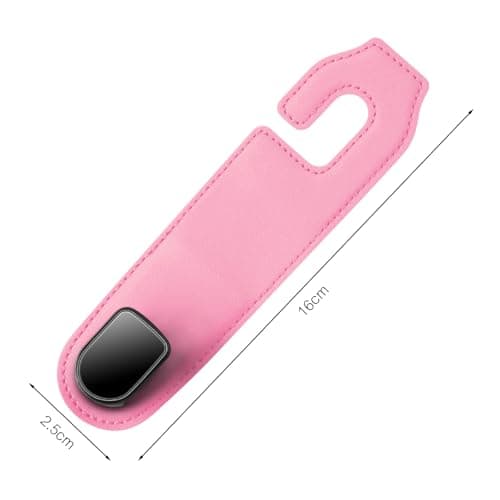 2 Pack Car Seat Back Storage Hook,PU Leather Car Seat Headrest Hook for Car Handbag Clothes (Pink) — view 6