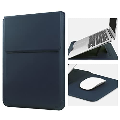 HoYiXi 14 Inch Laptop Sleeve Case Leather Bag with Stand Compatible with MacBook Pro 14 2021/ASUS Vivobook 14/HP Pavilion X360/Lenovo IdeaPad 14/Dell Lenovo HP ASUS Acer HUAWEI Matebook 14'' PC, Navy