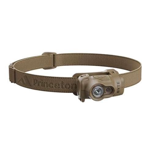 Princeton Tec Byte Multi-Mode Multi-Beam IPX4 Water Resistant LED Tactical Headlamp with 200 Lumens, Essential Outdoor Accessory for Hiking, Backpacking, Camping, Running, and Safety Preparedness, Tan