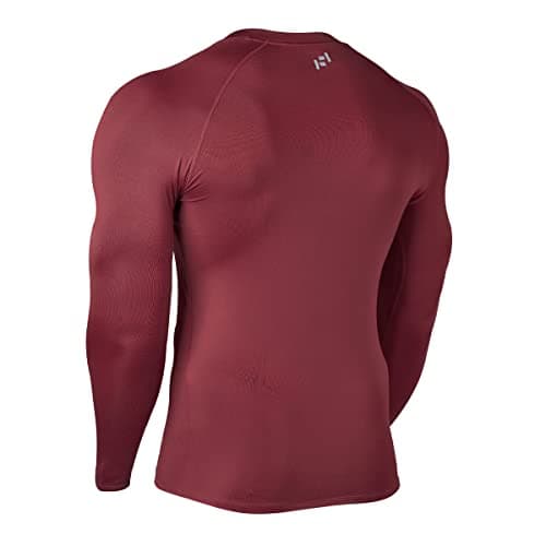 HUGE SPORTS Thermal Underwear Top for Men Winter Base Layer Shirts Long Sleeve Warm Top Running Skiing Maroon 2XL — view 3