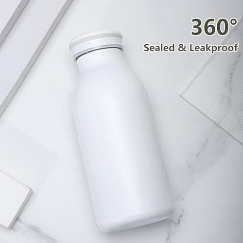 AMFUN Water Bottle Vacuum Insulated Bottle,350mlStainless Steel Sports Water Bottle,BPA Free, Leak Proof for 12hrs Hot & Cold Drinks Water Coffee Milk,Home, Work, Gym & Travel (Cream) — view 6